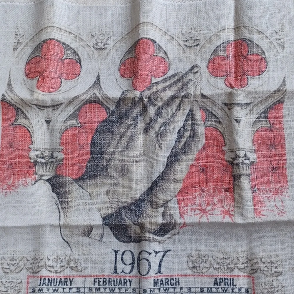 Calendar towel 1967 vintage kitchen Linens